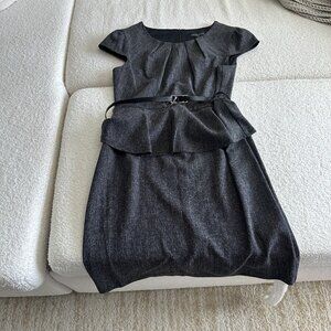 NWT Connected Apparel Sheath Dress Gray Rayon Blend Belted Knee-Length Size 10